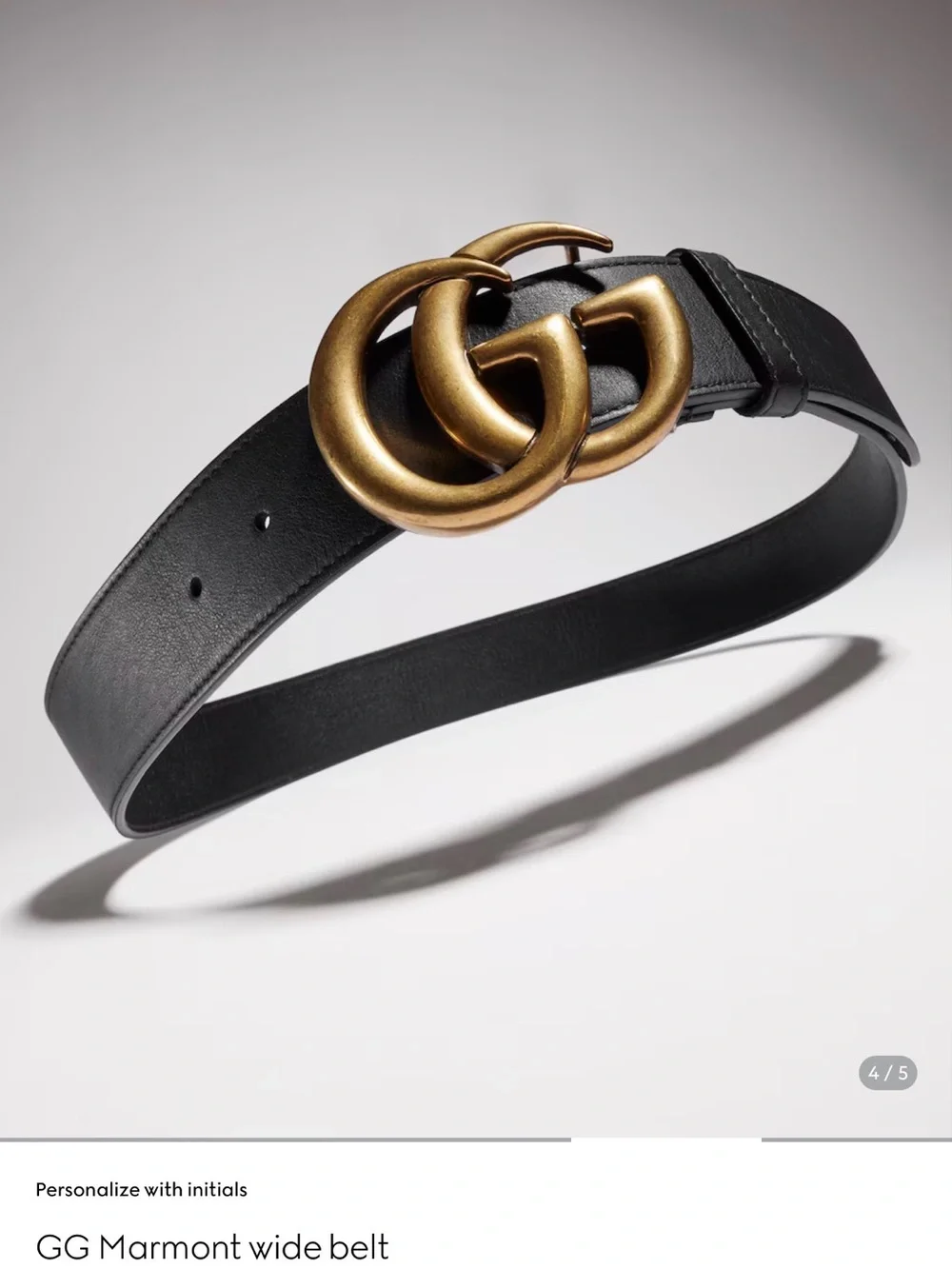 Gucci Black Leather Belt with Gold Interlocking GG Buckle